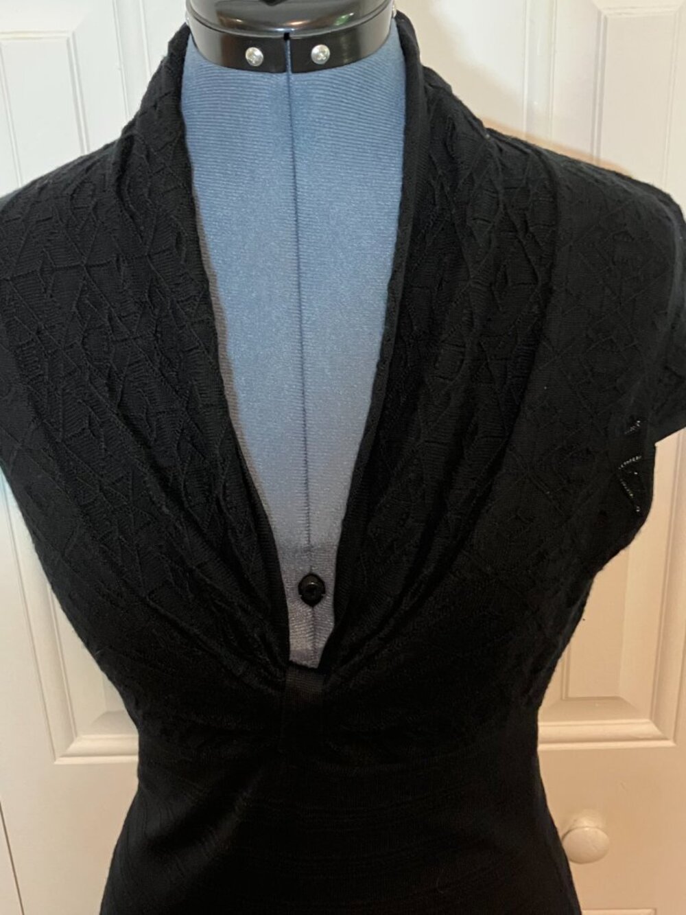 Catherine Malandrino Black Wool Stretch Bodycon Dress Size L - Picture 6 of 8